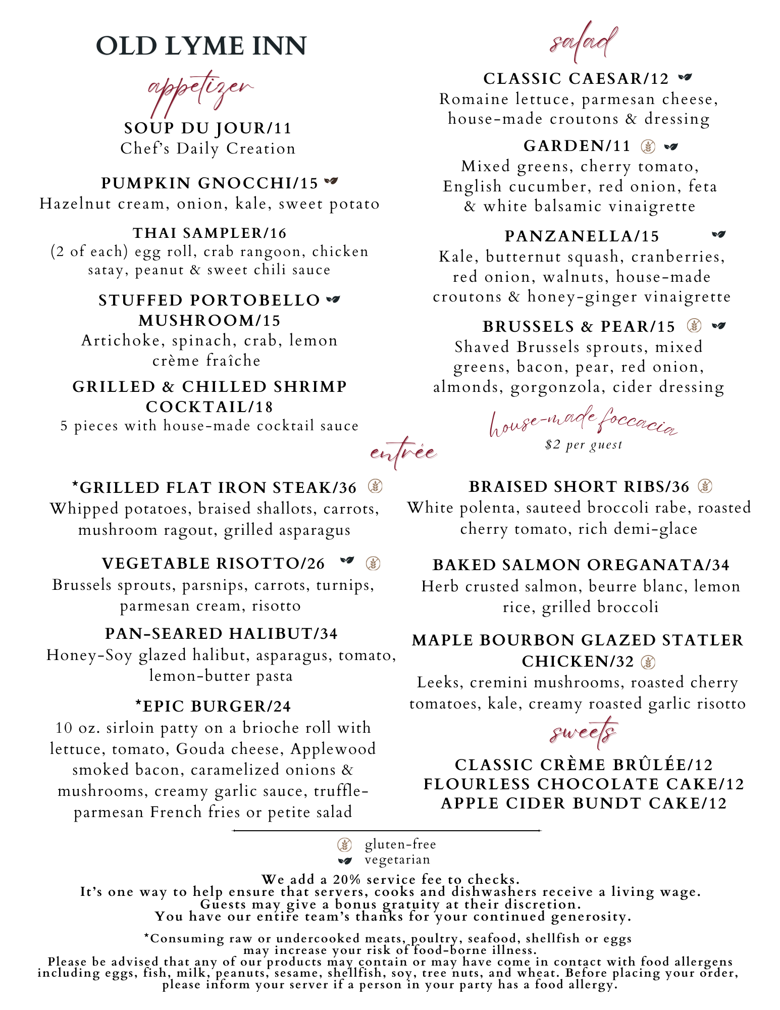 A la carte winter dinner