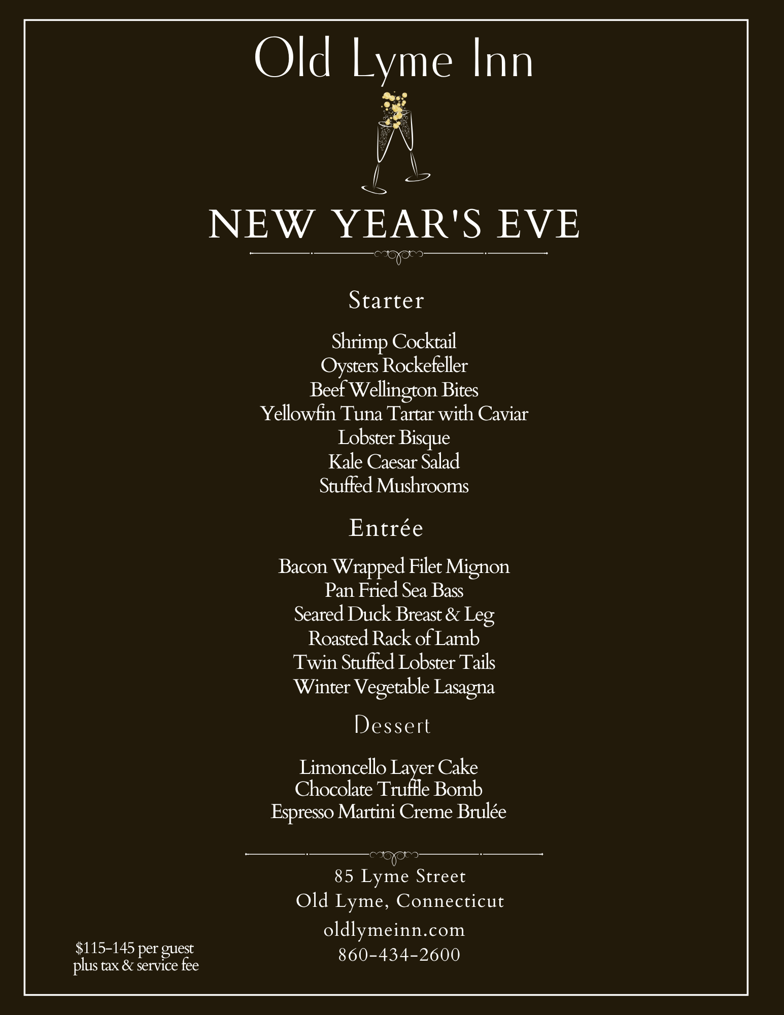 New Year's Eve Menu