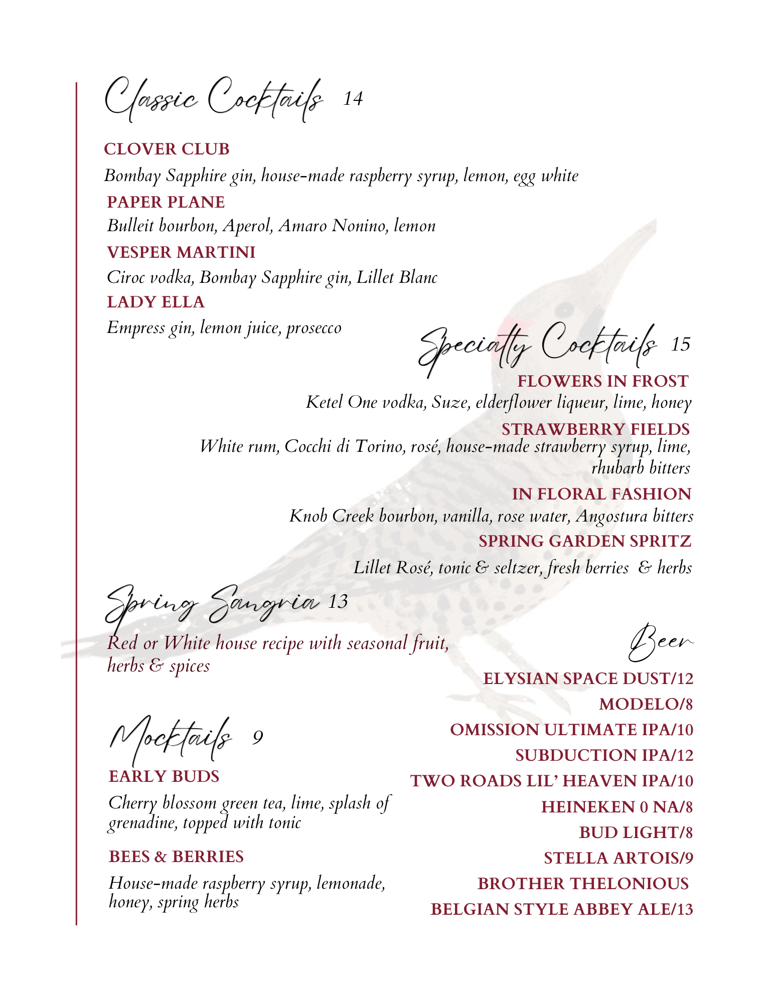 Sppring 2025 Cocktails